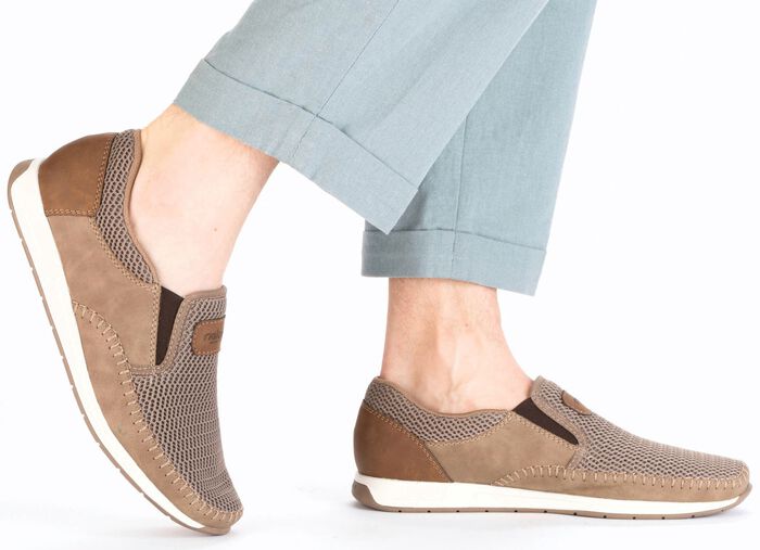 Rieker, sommerliche Herren-Slipper, mit Gummizug BRAUN